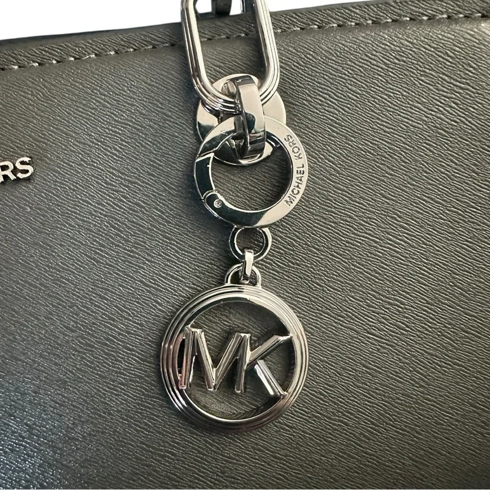 Michael Kors Cynthia Small Satchel Slate Leather NWT Silver Hardware Great Gift!